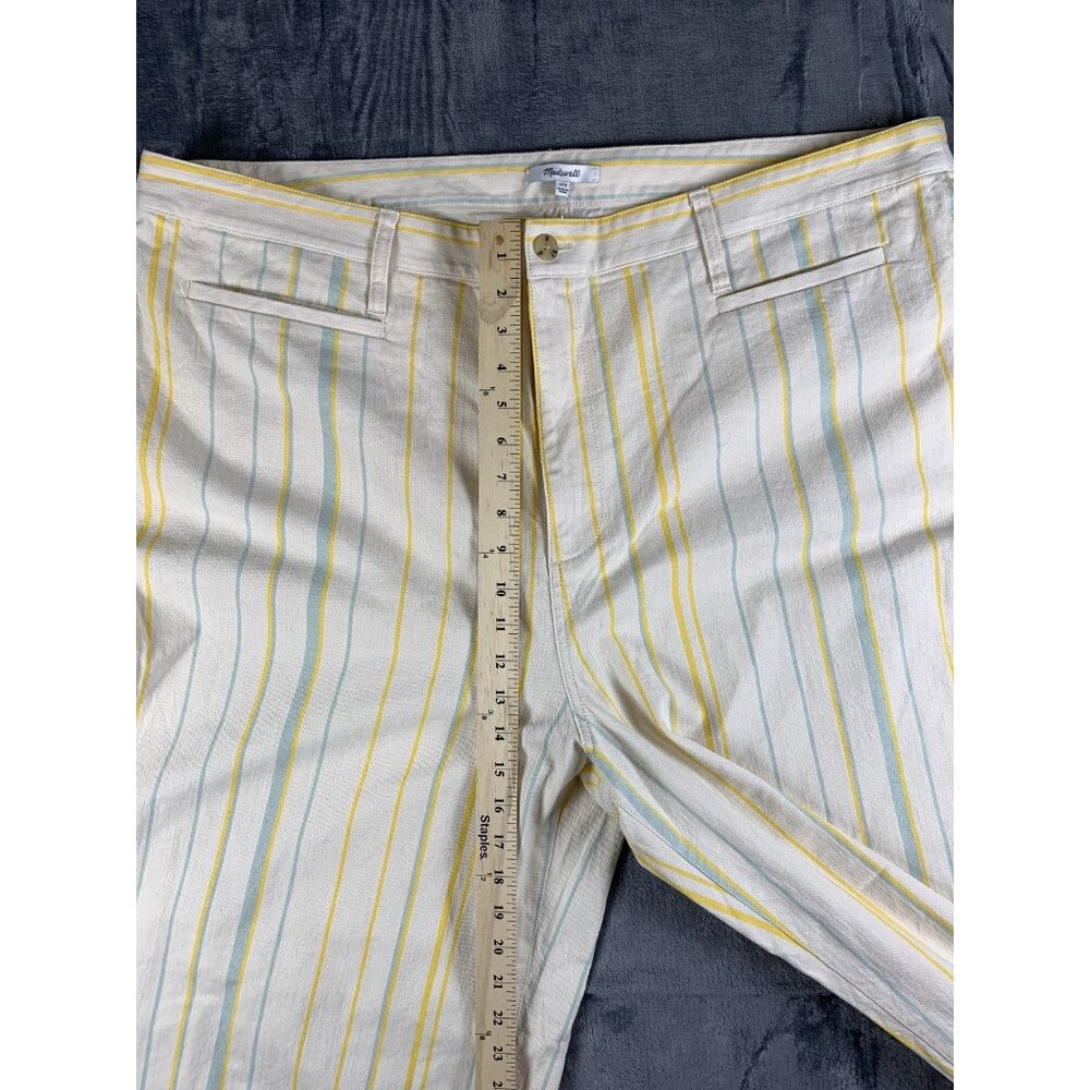 Madewell Women’s Size 37T Emmett Wide-Leg Crop Pants Warm Honeysuckle Stripe - Picture 9 of 11